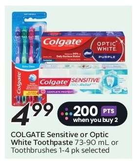 COLGATE Sensitive or Optic White Toothpaste or Toothbrushes