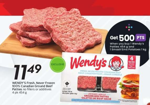 WENDY'S Fresh, Never Frozen 100% Canadian Ground Beef Patties