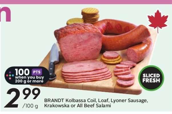 BRANDT Kolbassa Coil, Loaf, Lyoner Sausage, Krakowska or All Beef Salami