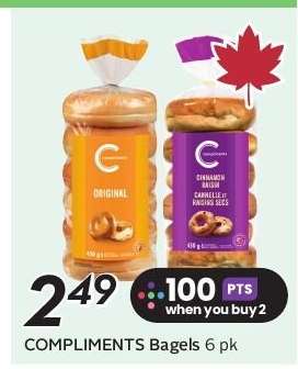 COMPLIMENTS Bagels 6 pk