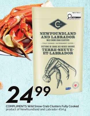 COMPLIMENTS Wild Snow Crab Clusters Fully Cooked