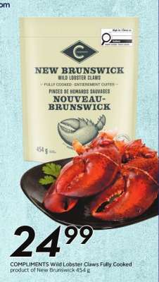 COMPLIMENTS Wild Lobster Claws Fully Cooked