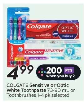 COLGATE Sensitive or Optic White Toothpaste 73-90 mL or Toothbrushes 1-4 pk selected