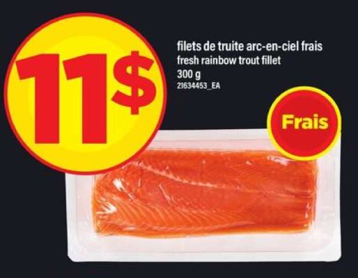 filets de truite arc-en-ciel frais