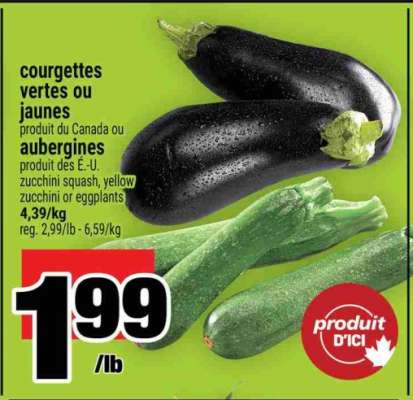 courgettes vertes ou jaunes, aubergines