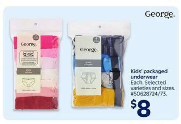 Kids' packaged underwear
