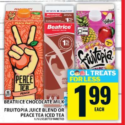 Fruitopia Juice Blend or Peace Tea Iced Tea