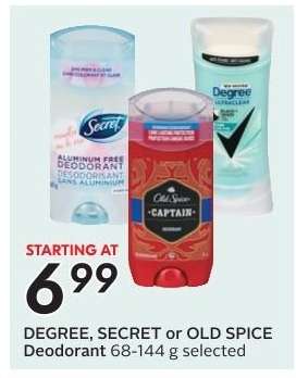DEGREE, SECRET or OLD SPICE Deodorant