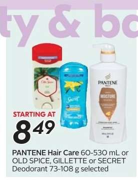 PANTENE Hair Care or OLD SPICE, GILLETTE, SECRET Deodorant