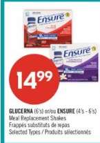 GLUCERNA (6's) or/ou ENSURE (4's - 6's)