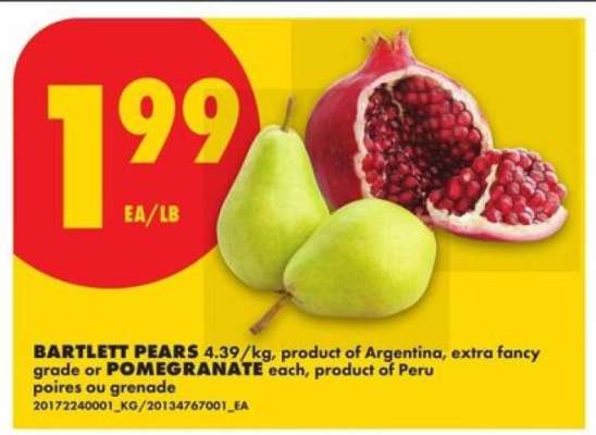 BARTLETT PEARS or POMEGRANATE