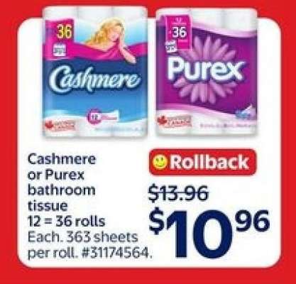 Cashmere or Purex bathroom tissue