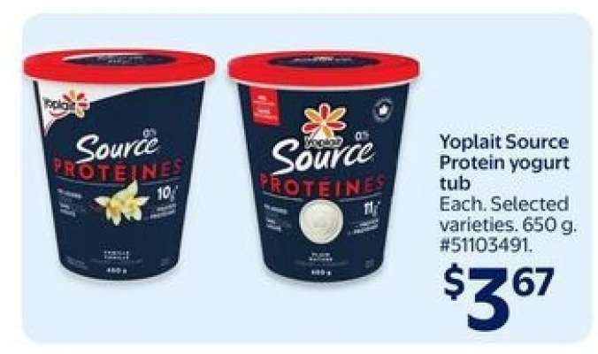 Yoplait Source protein yogurt tub