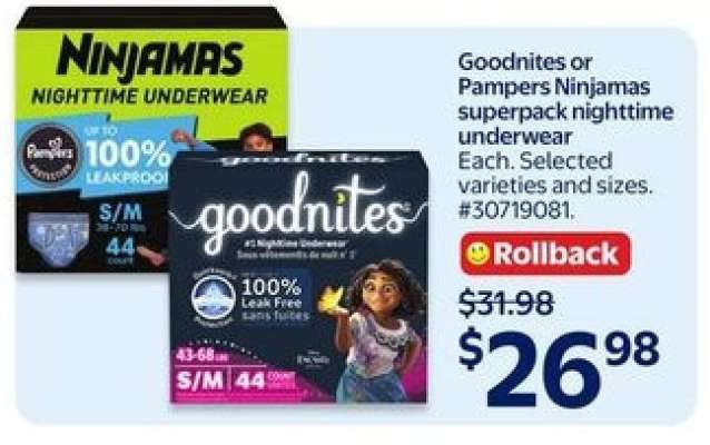 Goodnites or Pampers Ninjamas Superpack Nighttime Underwear