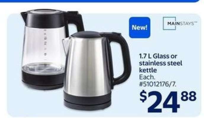 1.7 L Glass or Stainless Steel Kettle