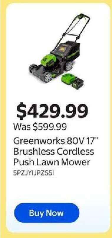 Greenworks 80V 17” Brushless Cordless Push Lawn Mower