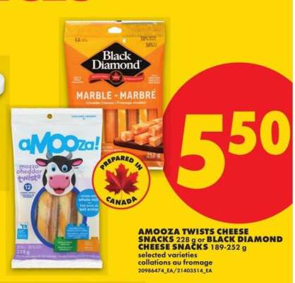 AMOOZA! TWISTS CHEESE SNACKS or BLACK DIAMOND CHEESE SNACKS