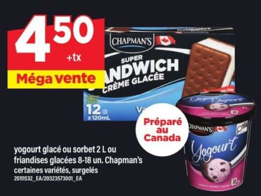 Chapman's Yogourt Glacé ou Sorbet