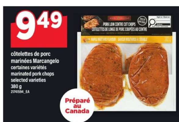 côtelettes de porc marinées Marcangelo