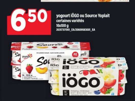 yogourt iÖGO ou Source Yoplait