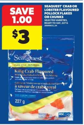 Seaquest Crab or Lobster Flavoured Pollock Flakes or Chunks