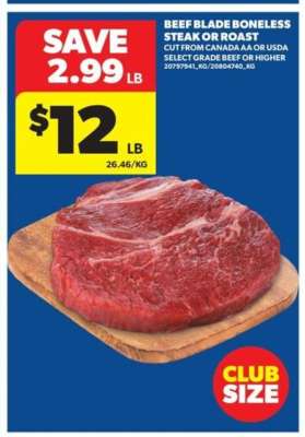 Beef Blade Boneless Steak or Roast