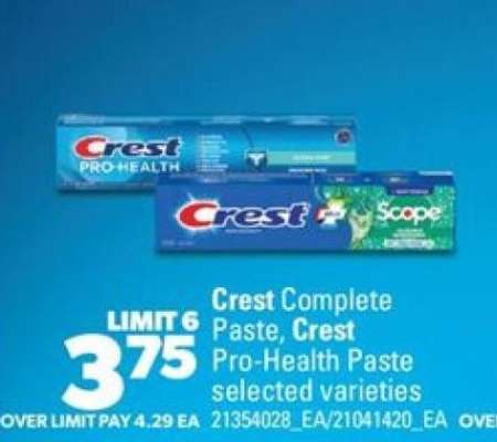 Crest Complete Paste, Crest Pro-Health Paste