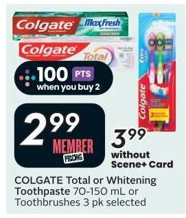 COLGATE Total or Whitening Toothpaste 70-150 mL or Toothbrushes 3 pk selected