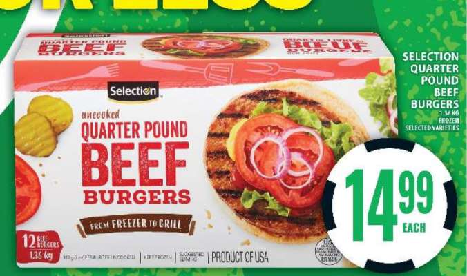 SELECTION QUARTER POUND BEEF BURGERS
