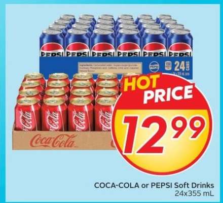 COCA-COLA or PEPSI SOFT DRINKS