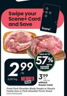 Fresh Pork Shoulder Blade Steaks or Roasts