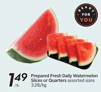 Prepared Fresh Daily Watermelon Slices or Quarters