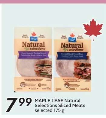 Maple Leaf Natural Selections Sliced Meats