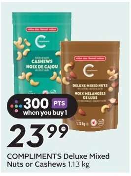 COMPLIMENTS Deluxe Mixed Nuts or Cashews