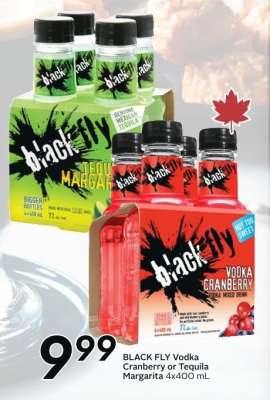 BLACK FLY Vodka Cranberry or Tequila Margarita 4x400 mL