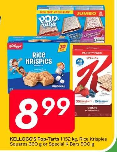 KELLOGG’S Pop-Tarts, Rice Krispies Squares, or Special K Bars