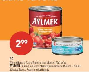 PC White Albacore Tuna / AYLME Canned Tomatoes