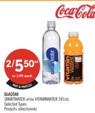 GLACÉAU SMARTWATER or/ou VITAMINWATER 591mL
