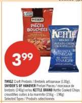 TWIGZ Craft Pretzels / SNYDER'S OF HANOVER Pretzel Pieces / KETTLE BRAND Kettle Cooked Chips