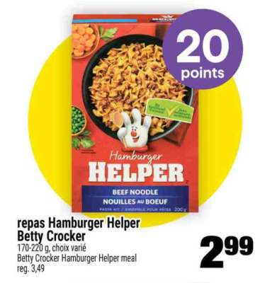 repas Hamburger Helper Betty Crocker
