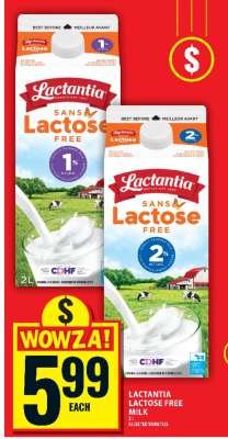 LACTANTIA LACTOSE FREE MILK