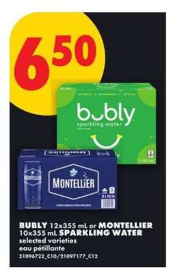 bubly or MONTELLIER Sparkling Water