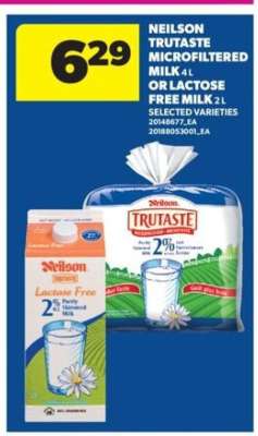 Neilson Trutaste Microfiltered Milk 4L or Lactose Free Milk 2L