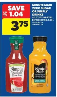 MINUTE MAID ZERO SUGAR or SIMPLY DRINKS