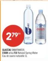 GLACÉAU SMARTWATER, EVIAN or FIJI NATURAL SPRING WATER