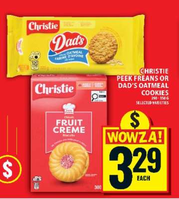 CHRISTIE PEEK FREANS OR DAD’S OATMEAL COOKIES