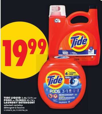 Tide Liquid or Pods + Flings Laundry Detergent