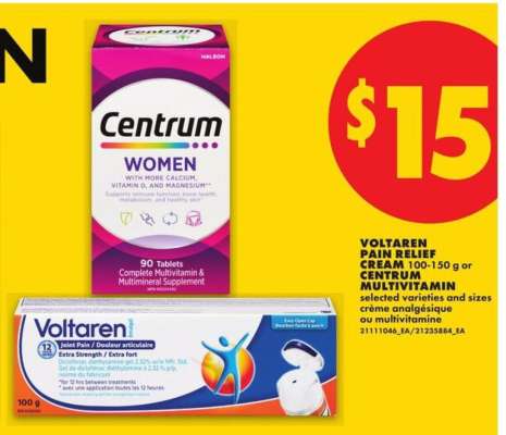 Voltaren Pain Relief Cream or Centrum Multivitamin