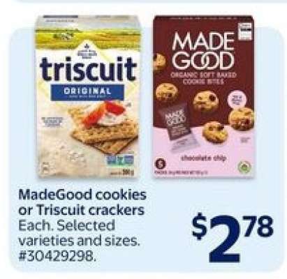 MadeGood cookies or Triscuit crackers