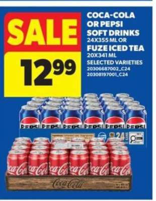 COCA-COLA or PEPSI SOFT DRINKS